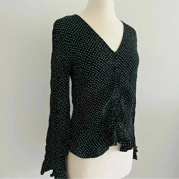 H&M Polka Dot Blouse Top Sz 2 Classic Style - Picture 7 of 8